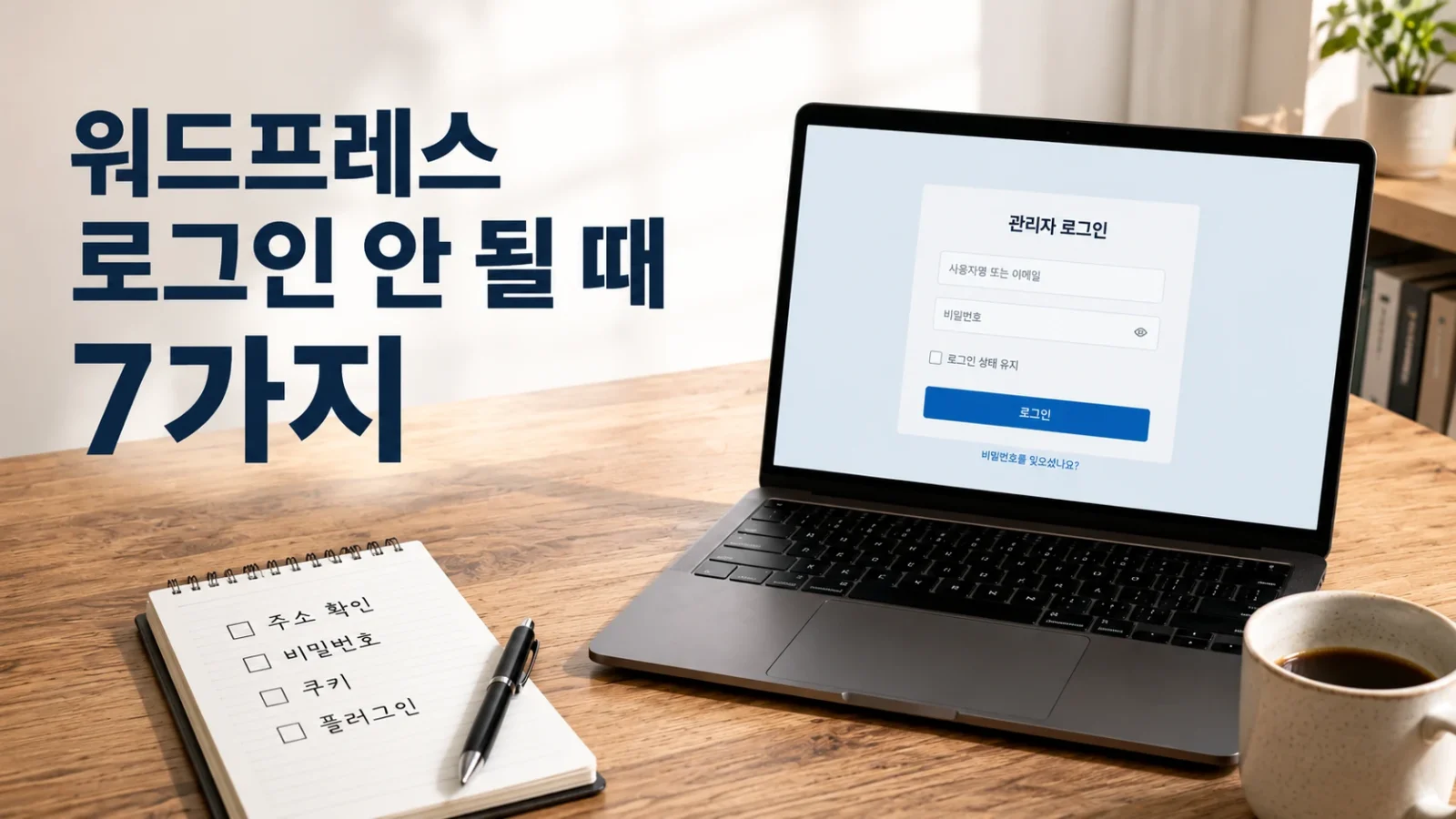 워드프레스 로그인 문제 해결 작업 공간